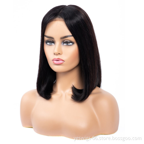 Fashion Design 8 Inch Brazilian Human Hair Lace Front Closure Short Bob Wig Wholesale Straight Human Hair Bob Brazilian Wigs